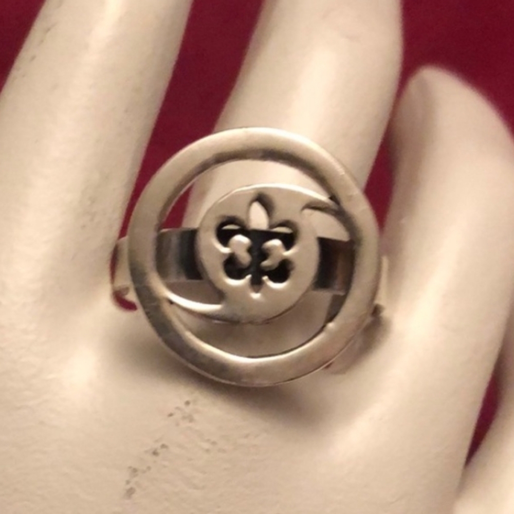 ☂️🎁 for AC☂️Sterling Cutout Fleur de Lis Ring-8.5 - Picture 2 of 6